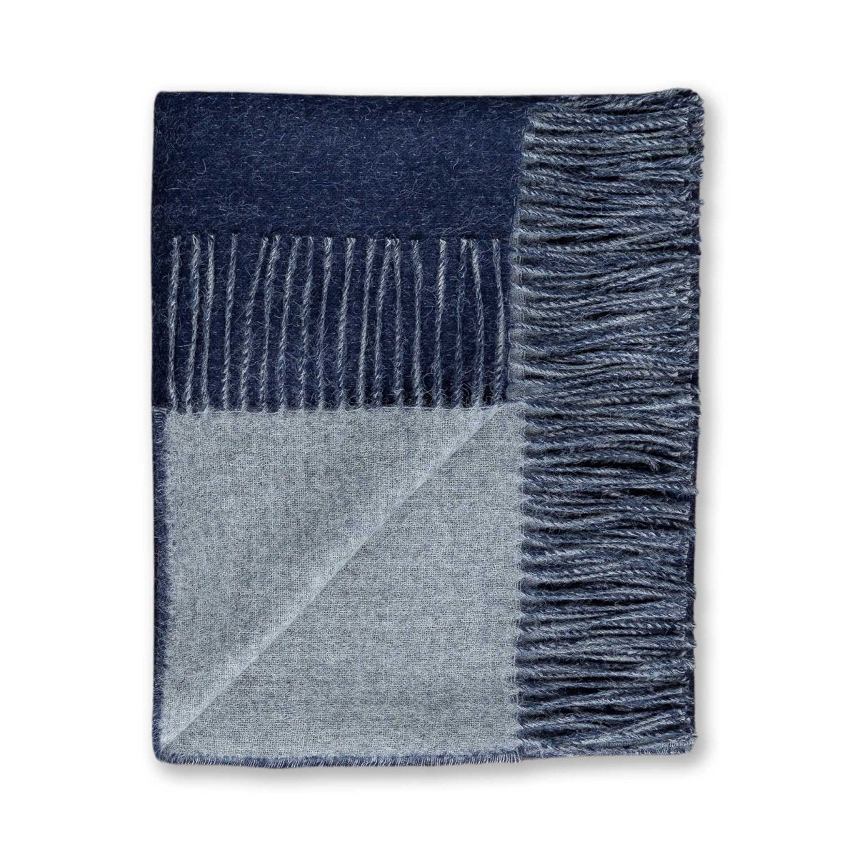 Reversible Throw Navy and Light Grey by Alicia Adams Alpaca at Fig Linens and Home
