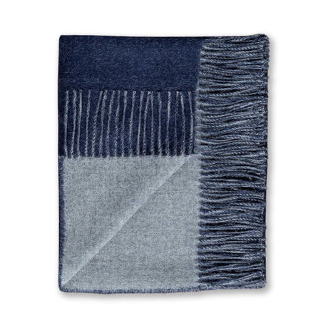 Reversible Throw Navy and Light Grey by Alicia Adams Alpaca at Fig Linens and Home