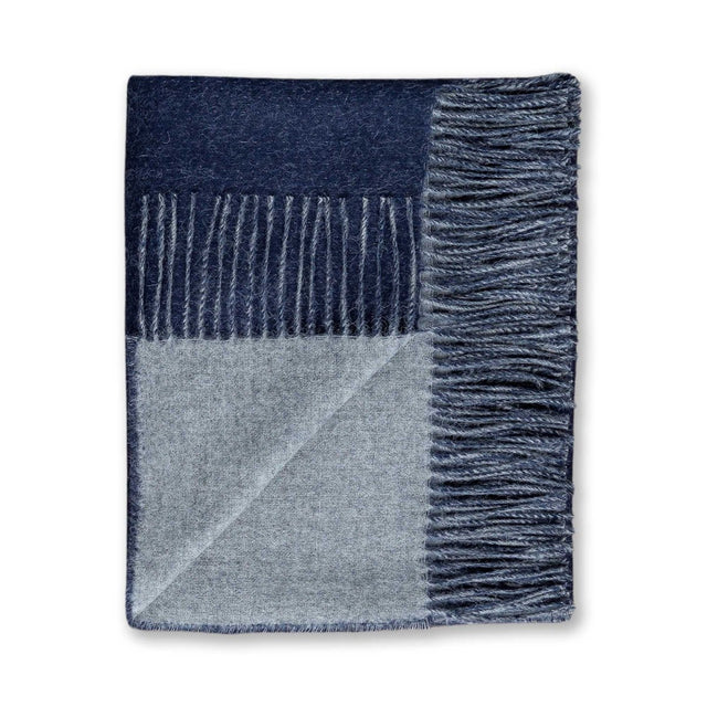 Reversible Throw Navy and Light Grey by Alicia Adams Alpaca at Fig Linens and Home