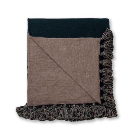 Alicia Adams Alpaca Sydney Blanket in Light Taupe and Spruce | Fig Linens and Home