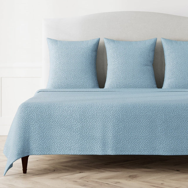 Bubble Blue Matelassé Coverlet Set by Ann Gish at Fig Linens and Home - Bed Set 1