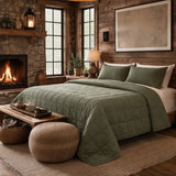 Bedding in Forest Colorway - Ready-to-Bed 2.0 Cotton Canvas Coverlet Set by Ann Gish