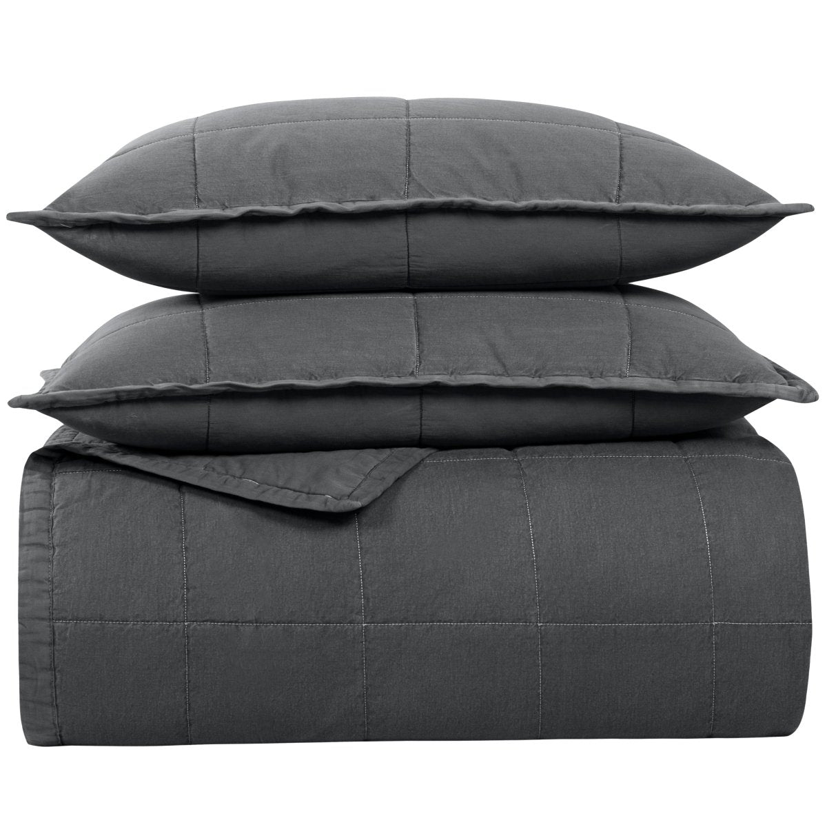 Ready-to-Bed 2.0 Cotton Canvas Coverlet Set by Ann Gish - Charcoal at Fig Linens and Home