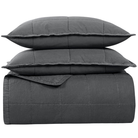 Ready-to-Bed 2.0 Cotton Canvas Coverlet Set by Ann Gish - Charcoal at Fig Linens and Home