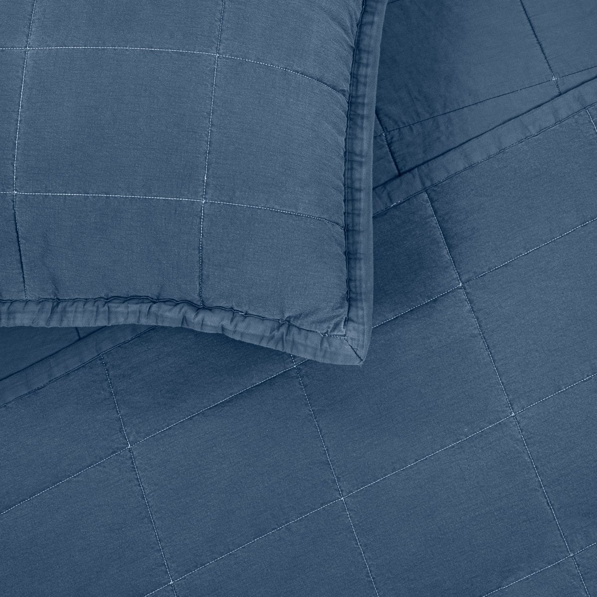 Denim Blue Fabric Swatch - Ready-to-Bed 2.0 Cotton Canvas Coverlet Set by Ann Gish