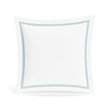 Euro Sham in White and Aqua | Ready-to-Bed 2.0 Cotton & Trim Pillow Shams by Ann Gish
