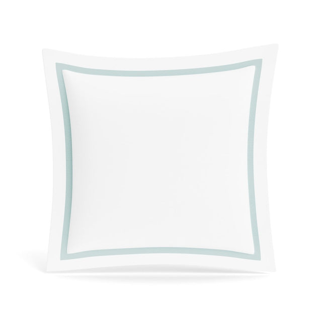 Euro Sham in White and Aqua | Ready-to-Bed 2.0 Cotton & Trim Pillow Shams by Ann Gish