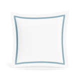 Euro Sham in White and Blue | Ready-to-Bed 2.0 Cotton & Trim Pillow Shams by Ann Gish
