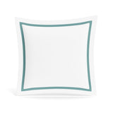 Euro Sham in White and Caribbean | Ready-to-Bed 2.0 Cotton & Trim Pillow Shams by Ann Gish