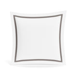 Euro Sham in White and Gray | Ready-to-Bed 2.0 Cotton & Trim Pillow Shams by Ann Gish