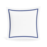 Euro Sham in White and Navy Blue | Ready-to-Bed 2.0 Cotton & Trim Pillow Shams by Ann Gish