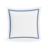 Euro Sham in White and Periwinkle | Ready-to-Bed 2.0 Cotton & Trim Pillow Shams by Ann Gish