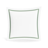 Euro Sham in White and Sage | Ready-to-Bed 2.0 Cotton & Trim Pillow Shams by Ann Gish
