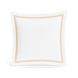 Euro Sham in White and Taupe | Ready-to-Bed 2.0 Cotton & Trim Pillow Shams by Ann Gish