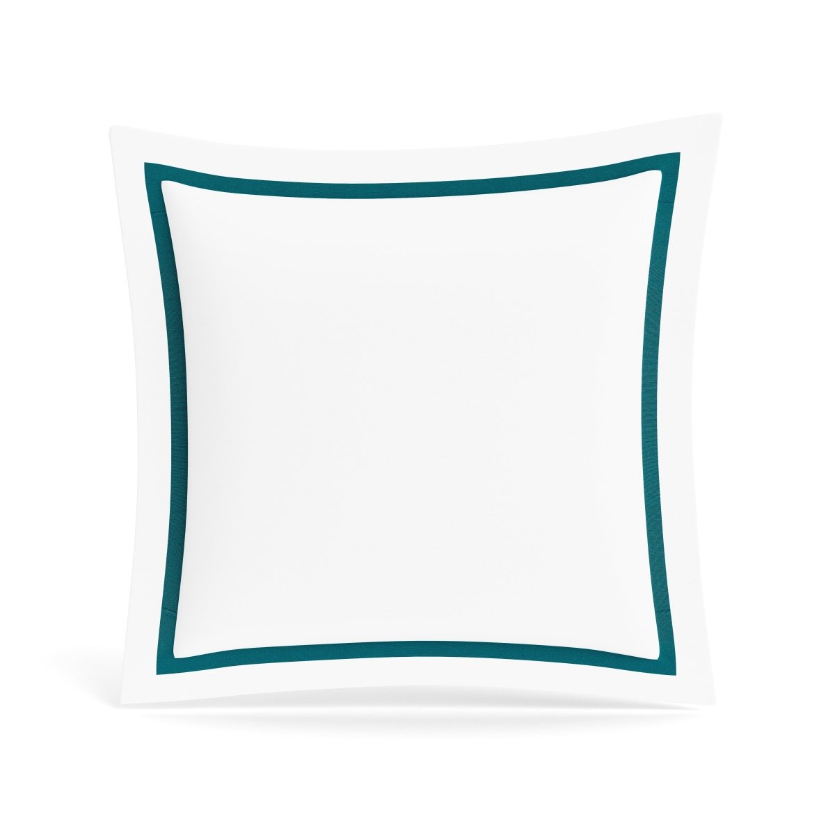 Euro Sham in White and Teal | Ready-to-Bed 2.0 Cotton & Trim Pillow Shams by Ann Gish