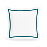 Euro Sham in White and Teal | Ready-to-Bed 2.0 Cotton & Trim Pillow Shams by Ann Gish