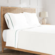 Sheet Set - Ann Gish Ready-to-Bed Cotton and Trim Aqua Bed Sheets at Fig Linens and Home