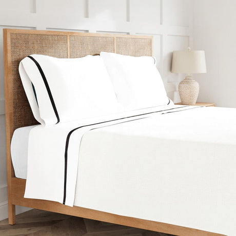 Sheet Set - Ann Gish Ready-to-Bed Cotton and Trim Black Bed Sheets at Fig Linens and Home