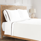 Sheet Set - Ann Gish Ready-to-Bed Cotton and Trim Gray Bed Sheets at Fig Linens and Home