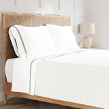 Sheet Set - Ann Gish Ready-to-Bed Cotton and Trim Sage Green Bed Sheets at Fig Linens and Home