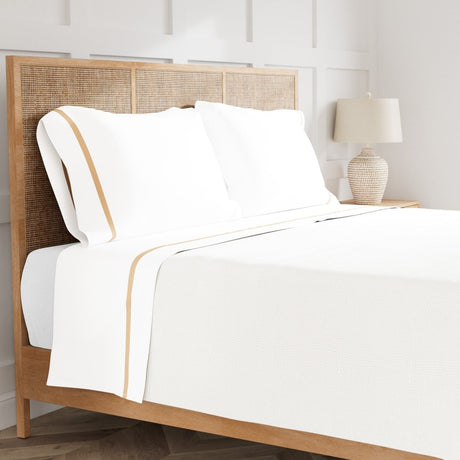 Sheet Set - Ann Gish Ready-to-Bed Cotton and Trim Taupe Bed Sheets at Fig Linens and Home