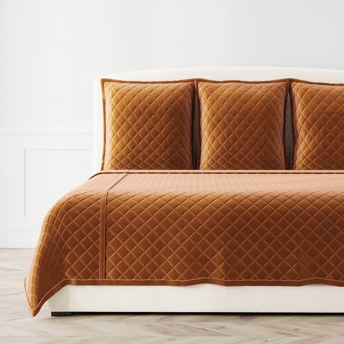 Velvet Coverlet Set in Amber by Ann Gish at Fig Linens and Home - View 1