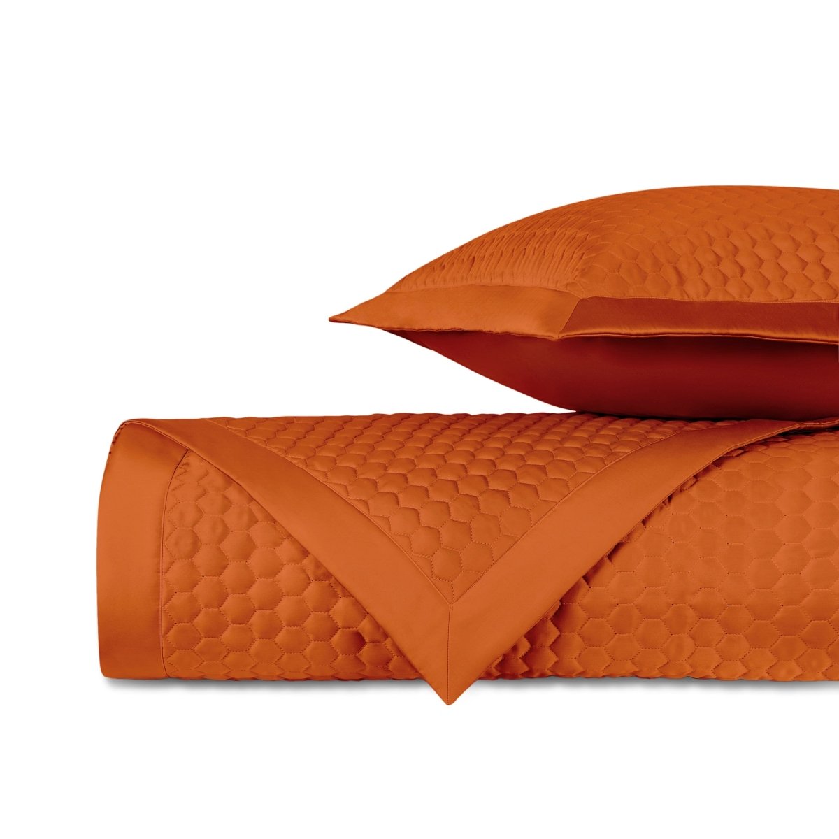 APIARY Quilted Coverlet in Clementine by Home Treasures at Fig Linens and Home