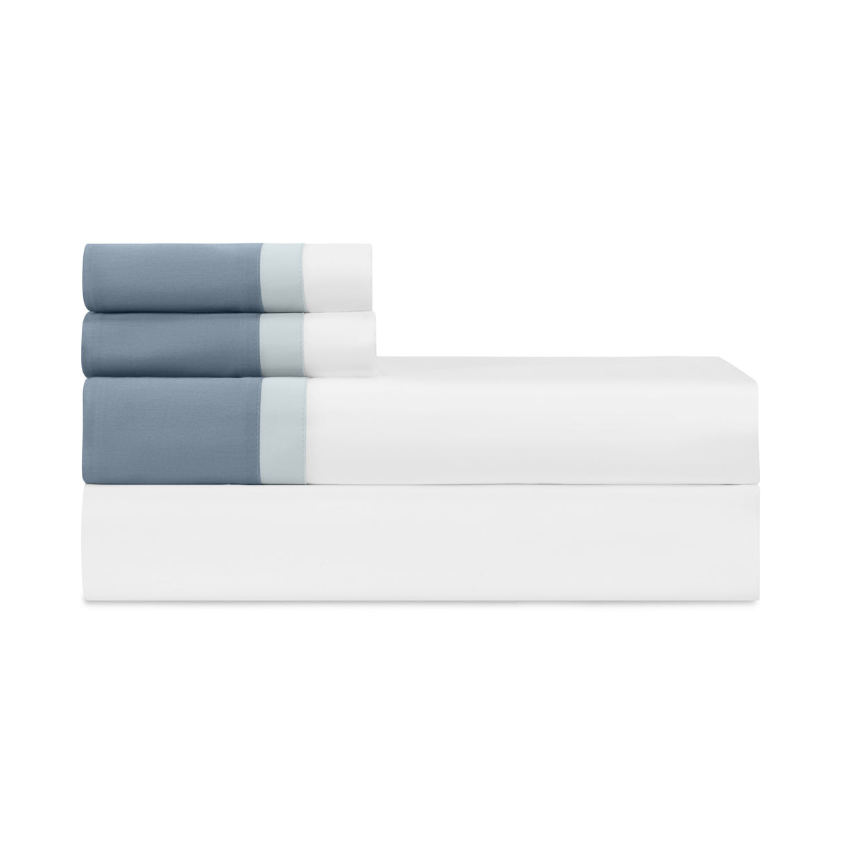 BORDERS KING PILLOWCASES - WHITE / SION BLUE / SLATE BLUE