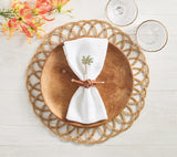 Kim Seybert Table - Rope Knot Brown Faux Leather Napkin Rings at Fig Linens and Home 4