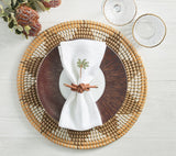 Kim Seybert Table - Rope Knot Brown Faux Leather Napkin Rings at Fig Linens and Home 3
