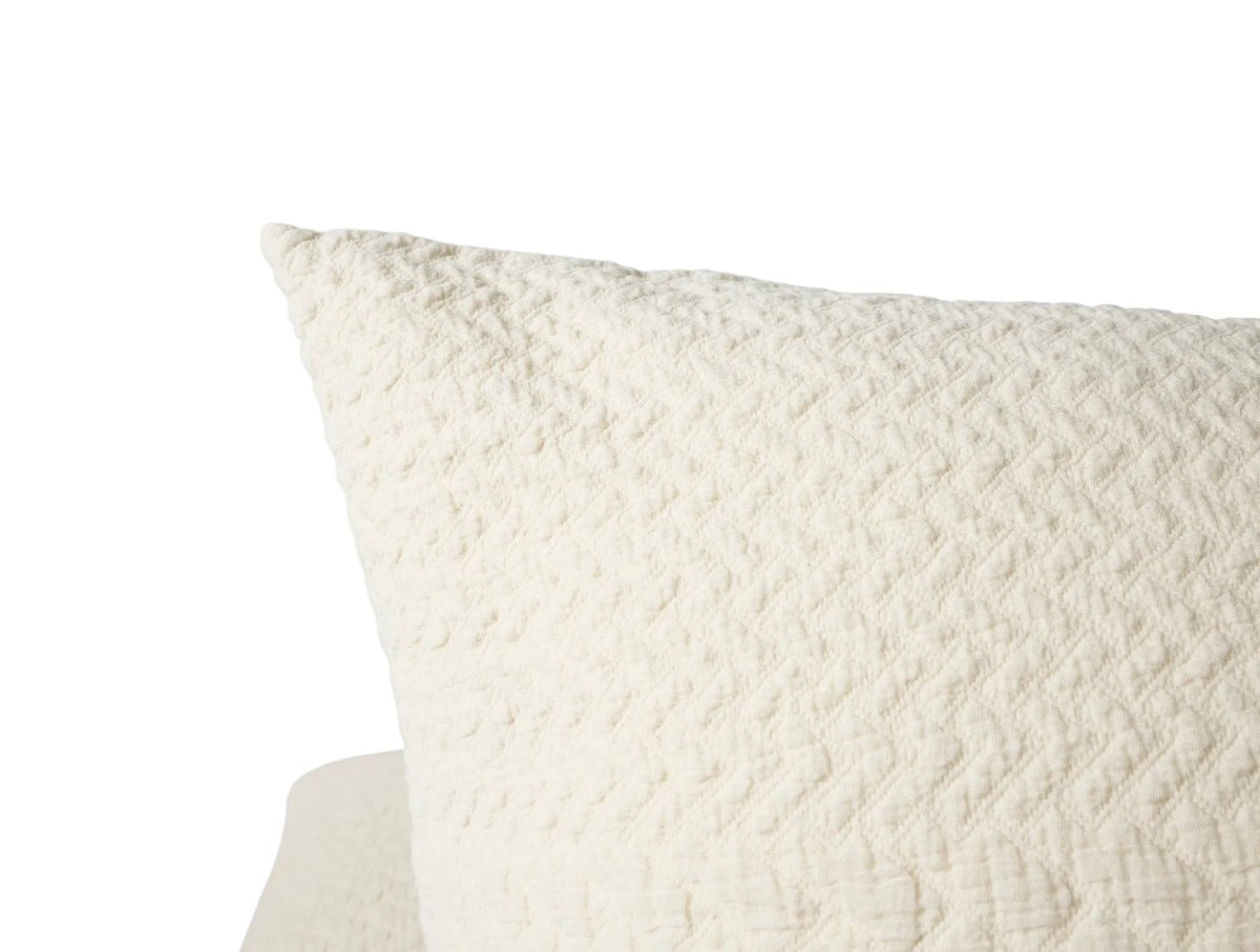 Coyuchi Angeles Organic Matelasse Euro Square Sham in Undyed at Fig Linens and Home - Detail View