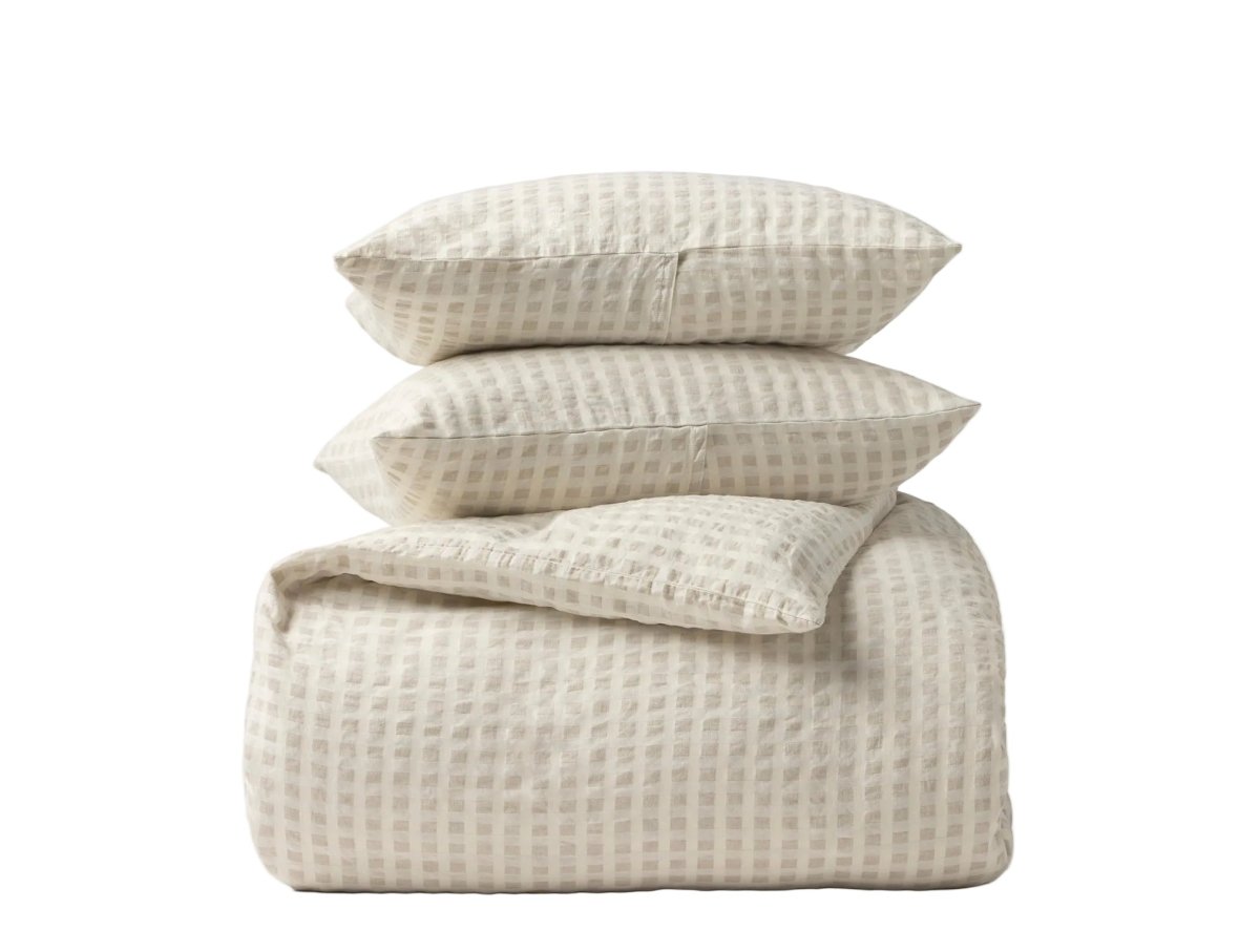 Duvet and Shams Stack - Coyuchi Birch Undyed Organic Bedding at Fig Linens and Home