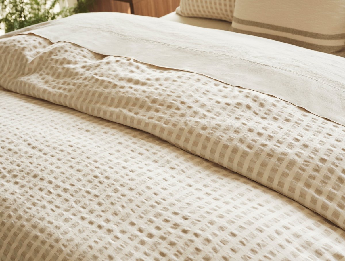 Coyuchi Birch Undyed Organic Duvet Covers and Shams at Fig Linens and Home - Detail of weave