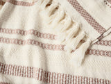 Coyuchi Bonita Praline and Undyed Organic Throw Blanket at Fig Linens and Home - Detail of Blanket 1