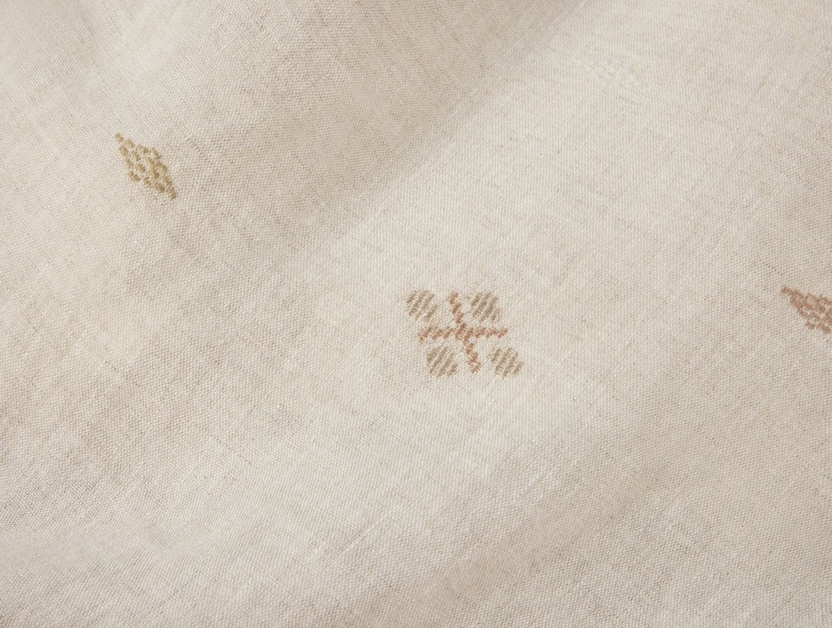 Fabric Detail - Coyuchi Cambria Embroidered Organic Linen Natural Chambray at Fig Linens and Home 1