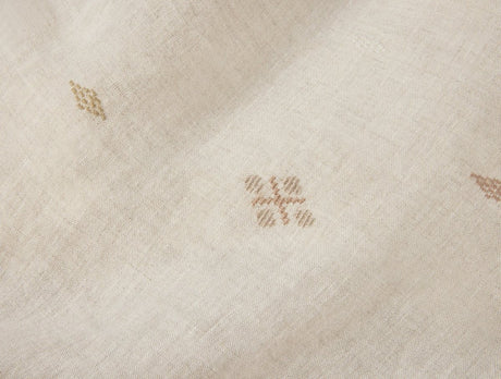 Fabric Detail - Coyuchi Cambria Embroidered Organic Linen Natural Chambray at Fig Linens and Home 1