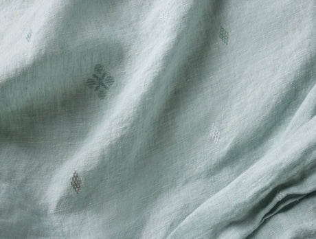 Coyuchi Cambria Embroidered Organic Linen Pacific Blue Chambray Bedding at Fig Linens and Home - 3