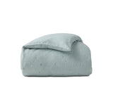 Duvet Cover - Coyuchi Cambria Embroidered 100% Organic Linen Pacific Blue Chambray Bedding 