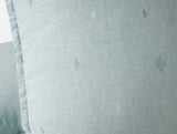 Pillow Detail - Coyuchi Cambria Embroidered 100% Organic Linen Pacific Blue Chambray Bedding 3