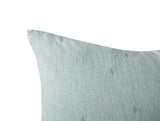Pillow Detail - Coyuchi Cambria Embroidered 100% Organic Linen Pacific Blue Chambray Bedding 4
