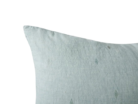 Pillow Detail - Coyuchi Cambria Embroidered 100% Organic Linen Pacific Blue Chambray Bedding 4