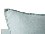 Pillow Detail - Coyuchi Cambria Embroidered 100% Organic Linen Pacific Blue Chambray Bedding 1