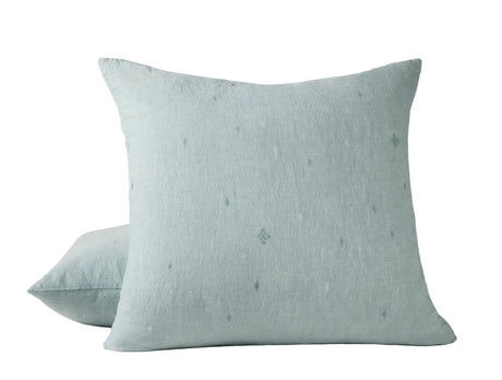 Euro Square Sham - Coyuchi Cambria Embroidered 100% Organic Linen Pacific Blue Chambray Bedding 