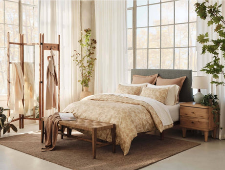 Camellia Amber Organic Print Duvet Covers by Coyuchi at Fig Linens and Home - Lifestyle 1