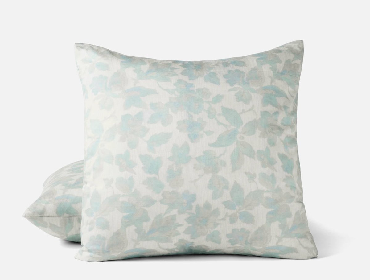 Euro Square Sham | Coyuchi Camellia Celadon Organic Print Bedding at Fig Linens and Home