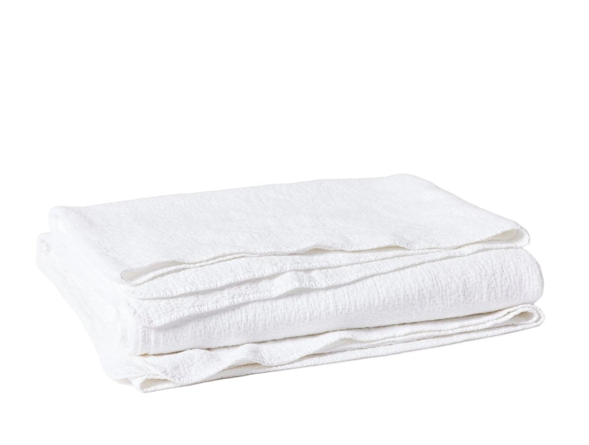 Coyuchi Cascade Organic Matelasse Blanket in Alpine White at Fig Linens and Home
