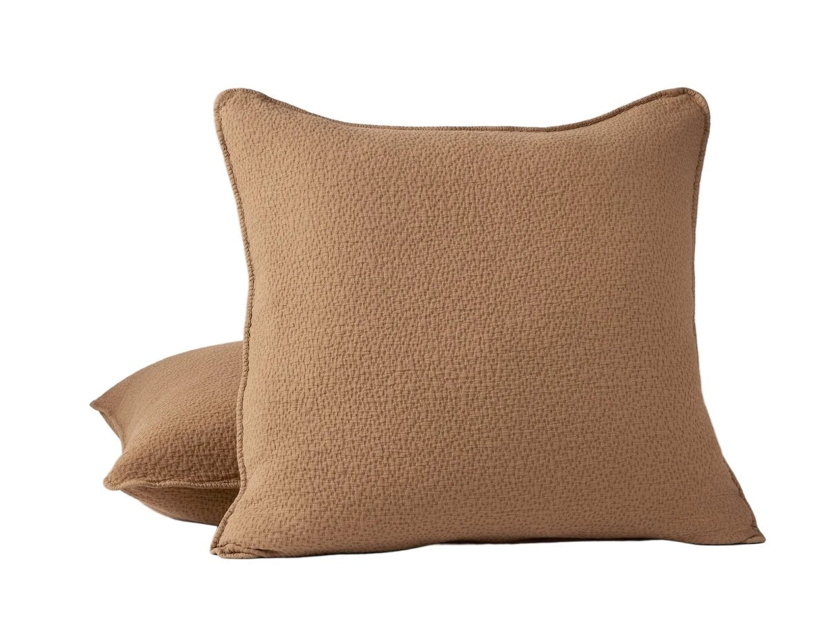 Euro Sham - Coyuchi Cascade Organic Matelasse Chestnut at Fig Linens and Home