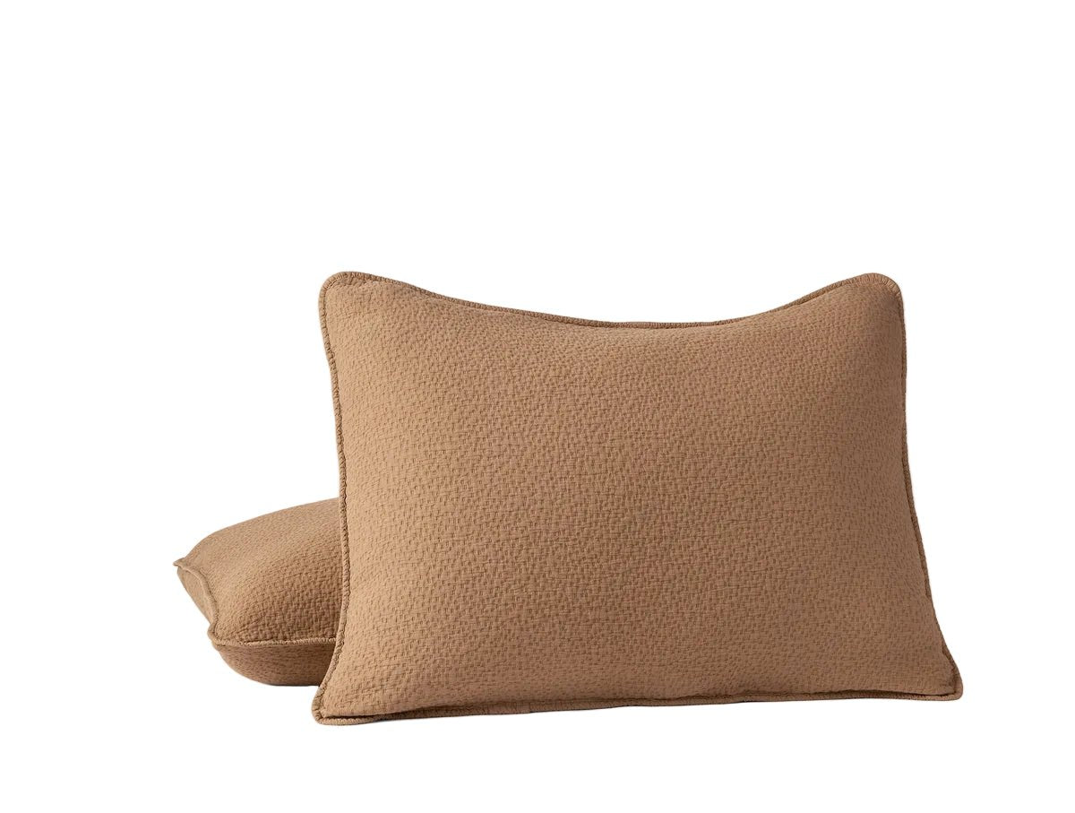 Pillow Sham - Coyuchi Cascade Organic Matelasse Chestnut at Fig Linens and Home