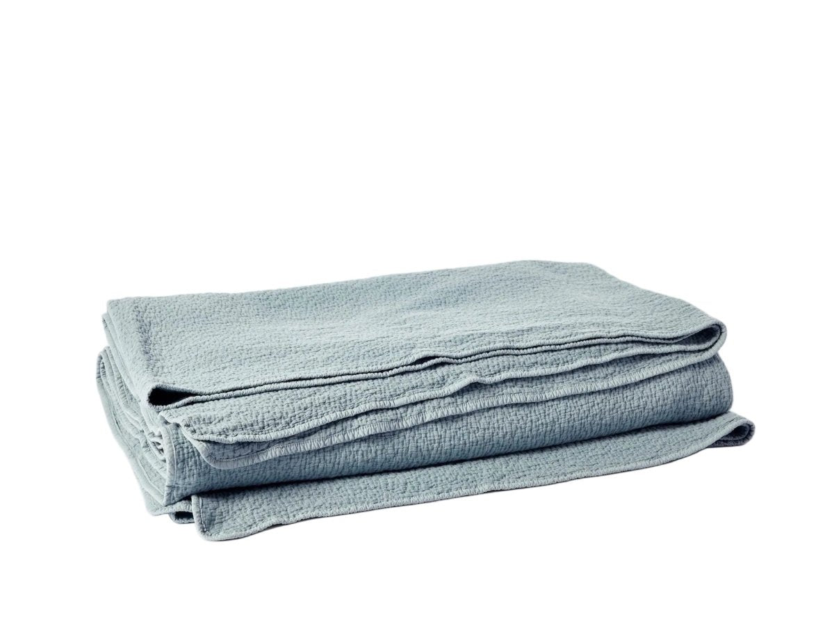 Coyuchi Cascade Organic Matelasse Blanket in Lagoon at Fig Linens and Home