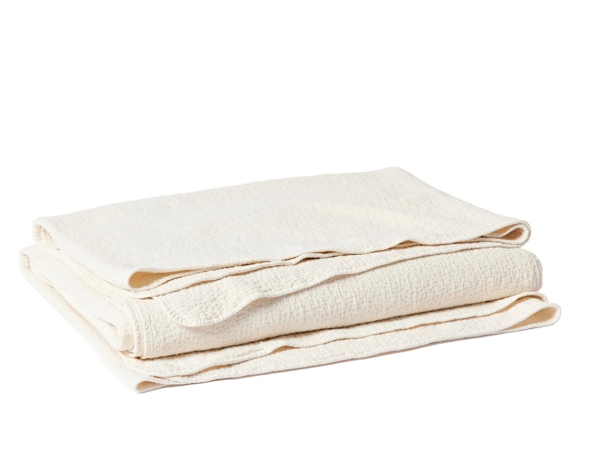 Coyuchi Cascade Organic Matelasse Blanket in Undyed at Fig Linens and Home
